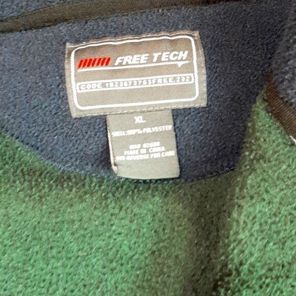 Mens FREE TECH GREEN‎ XL  Fleece ZipUp Jacket - Picture 3 of 6